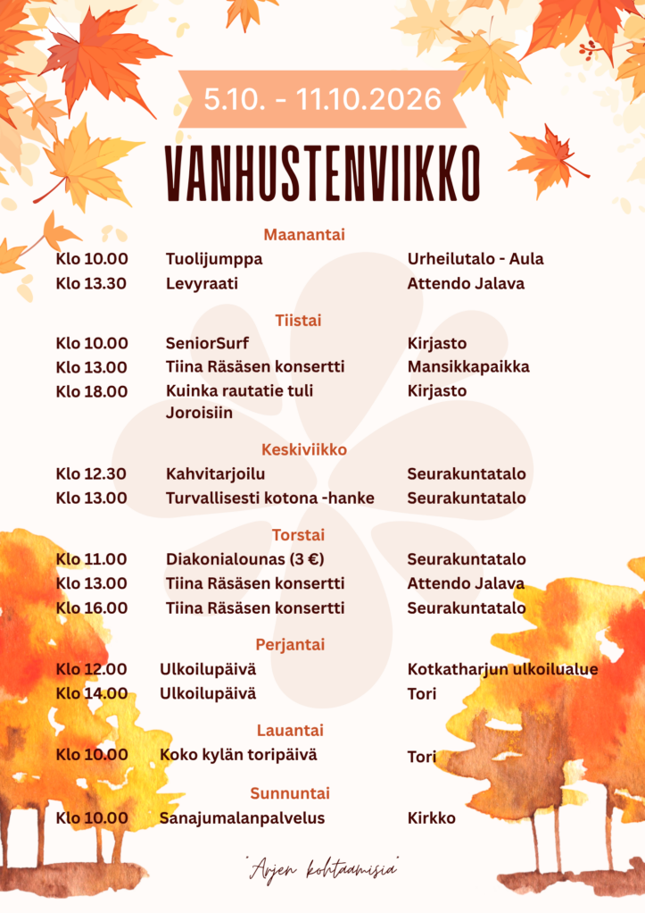 Vanhustenviikon tapahtumakalenteri 2026